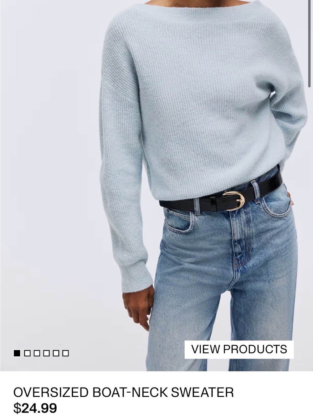 Oversized Boat-Neck Sweater in Pale Blue